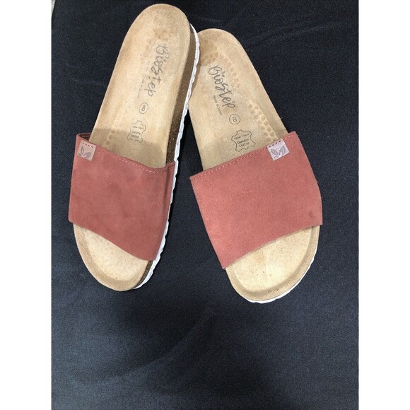 BIOSTEP Suede Cork Footbed Woman's Slide Sandals Orthopedic Terra Cotta Size 8 - Picture 1 of 8